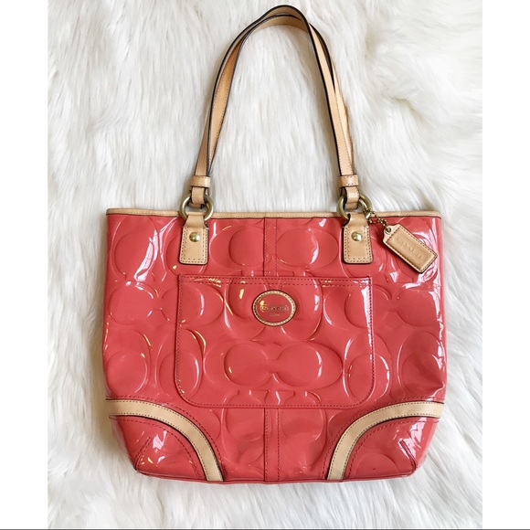 Coach Handbags - Coach Peyton Coral Patent Shoulder Bag